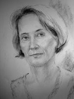Портрет женщины угольным карандашом