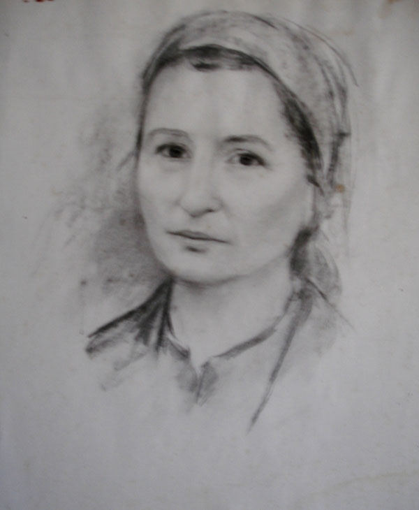 Портрет мамы,уголь