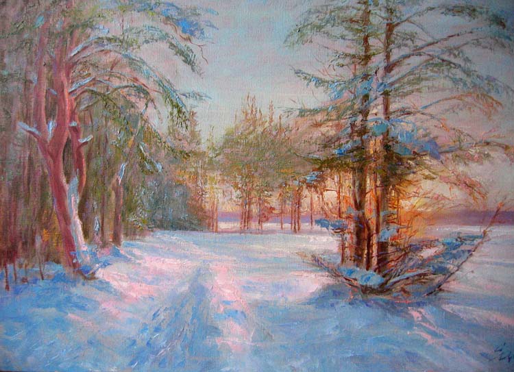 Зима в Новошихово. Картина живопись